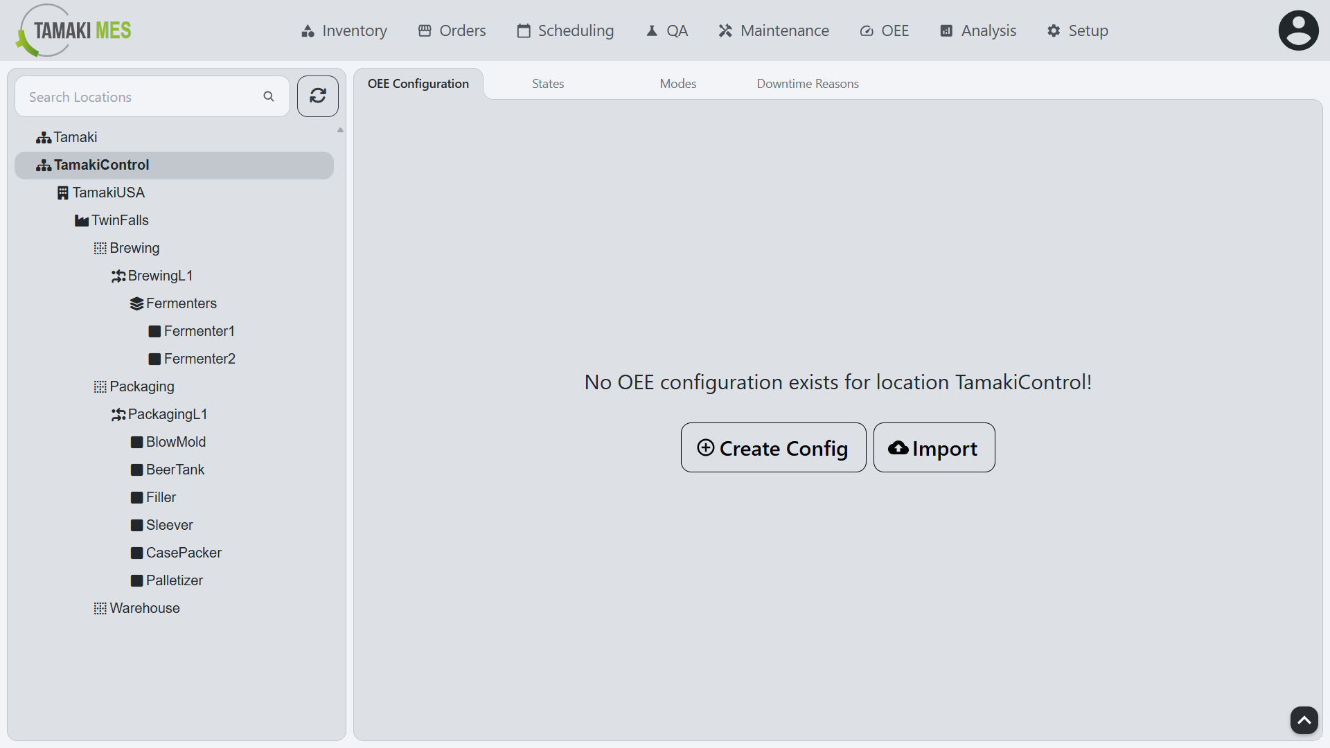 Complete Setup screen showing configuration tabs and location tree